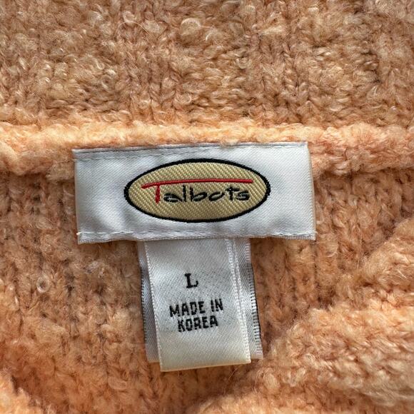 Talbots Shawl Collar Sweater Tangerine Orange Soft Fuzzy Wool Blend Chunky Knit - Picture 14 of 16